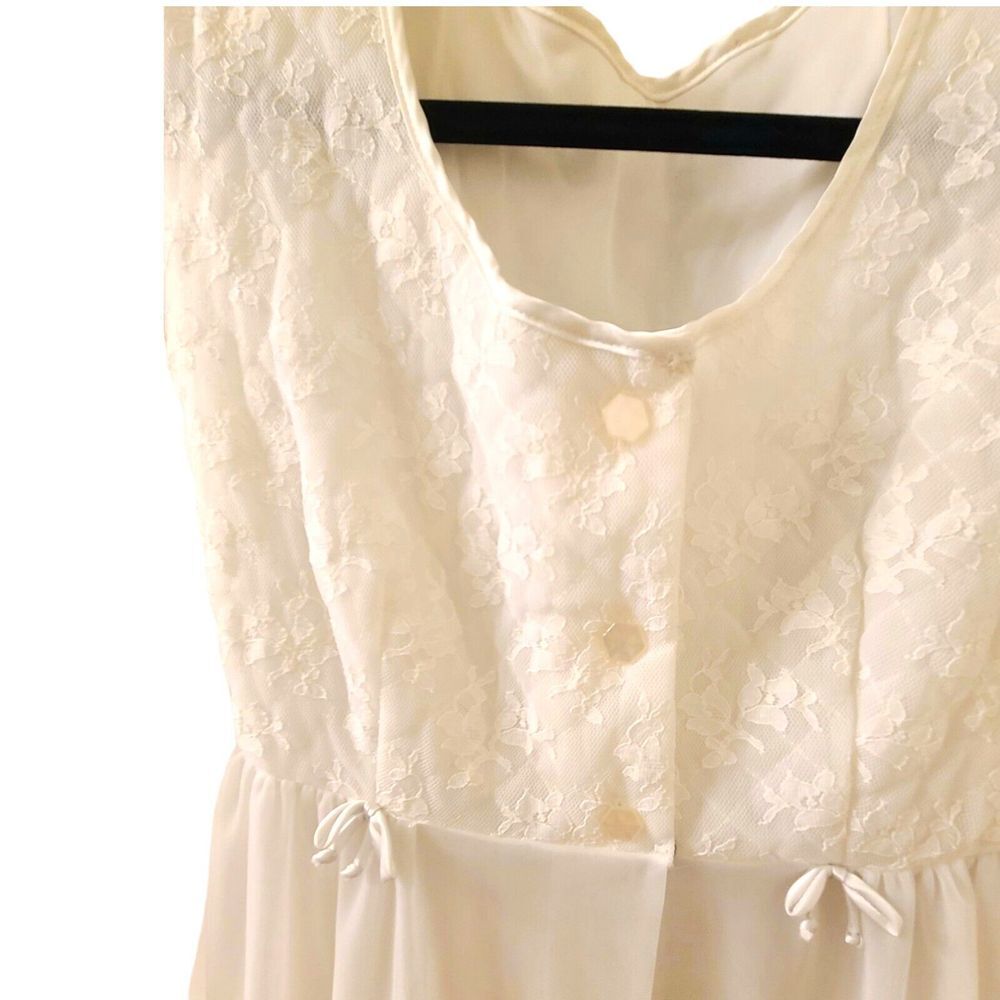 Vintage Gotham Gold Stripe Nightgown Lace 1950s Ankle To Floor Length Sz 34 - Picture 9 of 9